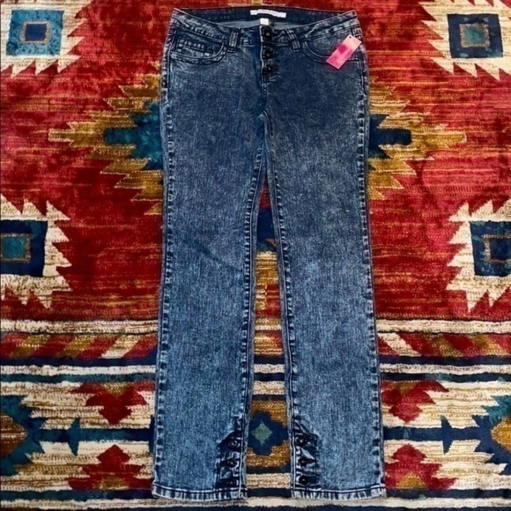 Xhilaration Dark Acid Wash Skinny Button Fly 90s Aesthetic Jegging Jean Pants